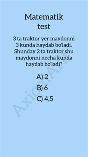 My 11 education video 📹 Qiziqarli matematik test || majburiy matematika →