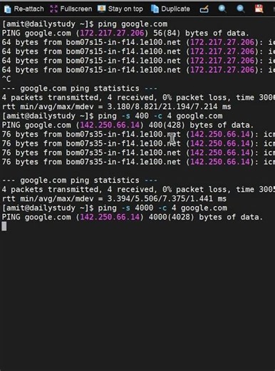 How to ping and define the ping package size | DailyStudyLinux #dsl #linuxinterviewquestions #linux