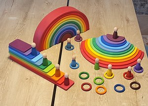 Wooden Rainbow Stacker | Grimms Style Rainbow | Montessori Wooden Toy | Waldorf Toy | Wooden Toy for 1 Year Old - Etsy