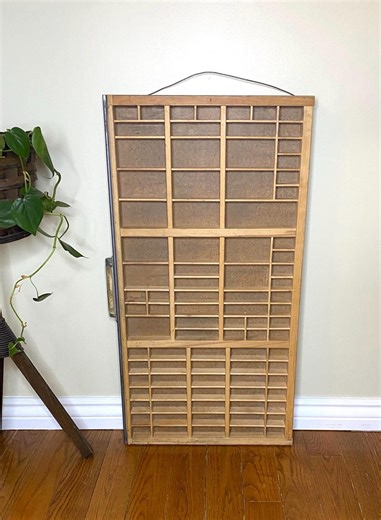 Vintage Wall Hanging Printers Tray – Antique Wooden Typeset Drawer With Original Metal Handle – Trinket Display Shelf for Small Collectibles - Etsy