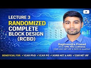 Lecture 3: Randomized Complete Block Design (RCBD) I Plant Breeding I ASRB NET & ARS I ICAR PhD