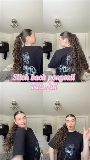 Slick back ponytail tutorial #tutorial #hairstyles #curls #fyp #viral