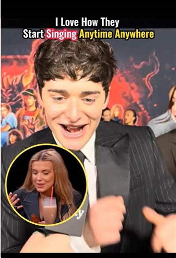 I love how they start singing anytime, anywhere.#StrangerThingsSeason5 #NoahSchnapp #Millie #Finn #fyp