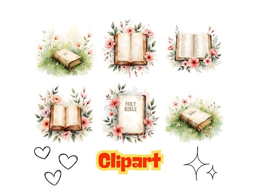 12 Bible Clipart Bundle, Watercolor Christian Illustration Bibles (digital Download) - Etsy