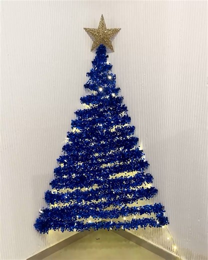 Blue tinsel Christmas tree | Magic Hands Creations