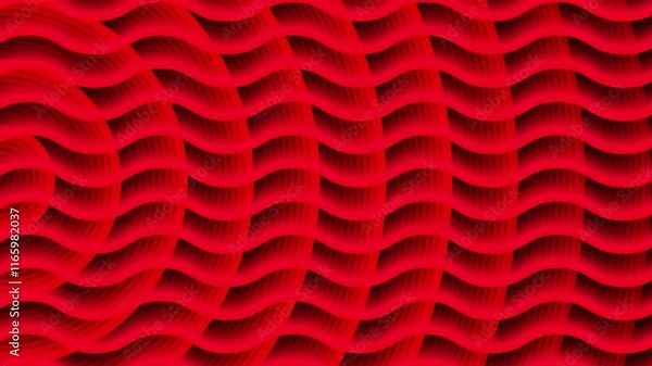 3D red lines and circles tunnel animation pattern background. 3d style lines wave and move texture