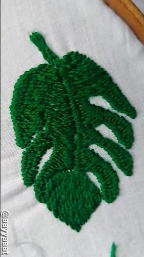 Stem Stitch Leaf Embroidery 🍃✨ #shorts #trending #embroidery #stitch