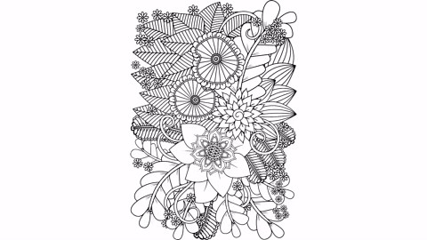 100 Flowers Zentangle Coloring Pages, Stress Relief, Printable, Zen Doodle Pattern, PNG, MRR - Etsy
