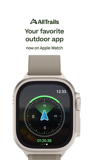 Your favorite outdoors app just got even better: #AllTrails is now available on @Apple Watch! The new Apple Watch experience lets you navigate at a glance using an in-app compass and easy-to-read stats. Start exploring today 💚