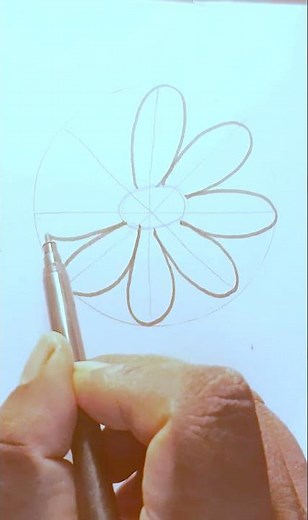 Simple Flower Line Art for Beginners 🌸✨ #shortvideo s