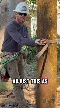 Lineman shows how to adjust brown strap. #bluecollar #climbing #lineman #linemanlife