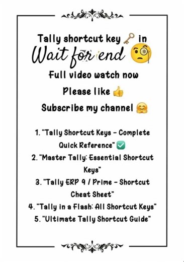 Tally Shortcut Keys Complete Quick Reference✅Essential Shortcut Keys#tally#youtub‪@Computerphile‬
