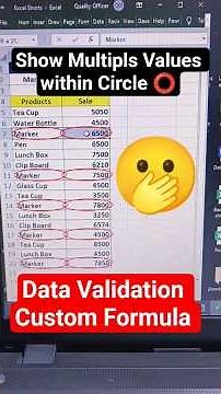 🤔 Show Multiple Values within Circle Red ⭕ | Data Validation Custom Formula | Excel Data Validation