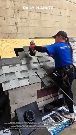 Watch This Technician Install Bitumen Roofing Step by Step #precision #work#shortsfeed #speeddrills