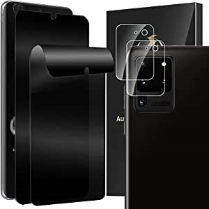 2 Pack Privacy Screen Protector for Samsung Galaxy S20 Ultra 5G 6.9” with 2 Packs Tempered Glass Camera Lens Protector Support Fingerprint Unlock, Anti Spy Case Friendly Full Adhesive Film