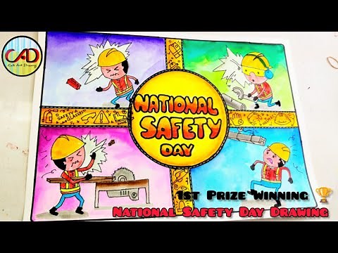 National Safety Day Drawing / National Safety Day Poster / Safety Day Drawing Easy