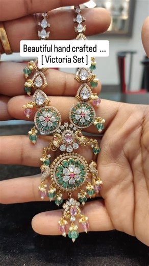 Sumangali jewellers@Eluru on Instagram: "Beautiful Hand crafted Victoria jewellery Necklace sets... embedded lab grown emerald & Swarovski stones....we introduce you to this jewellery absolute budget friendly collection. For more info plz contact & plz do follow our page. To contact - 9440865265 , 9963600365. ✨ Sumangali Jewellers _ Eluru. ✨ We are specialized in Hand Made Jewellery and also light weight jewellery products. ✨ Gold schemes are also available in our showroom 🙏 ✨ Lowest [ V . A ]