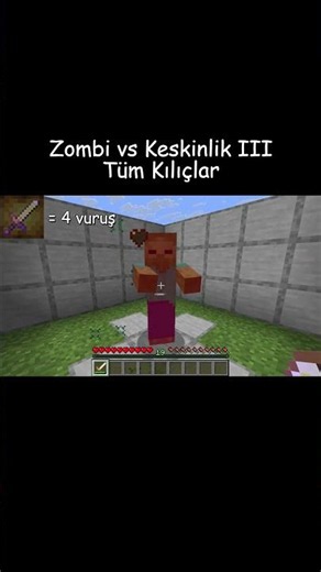 Keskinlik III’lü Tüm Kılıçlar Zombiyi Tek Atabilir mi? ⚔️🧟 (Minecraft Testi) #minecraft #gaming