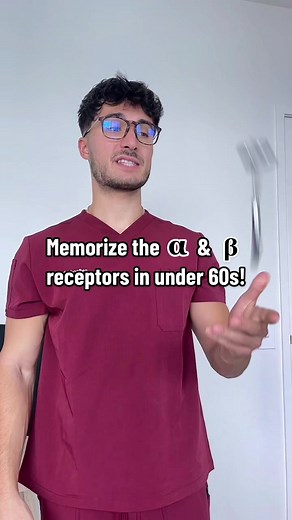 Memorize the alpha (α) & beta (β) receptors in under 60s! #fyp #medstudent #medschool #physiology #pharmacology #premed #medicalstudent #premedstudent