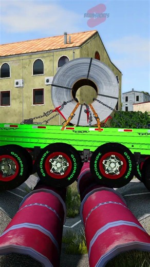 Truck Tow Trailers vs Double Pipe | BeamNG Drive 🚚 #short #beamng #beamngdrive #trucksvs