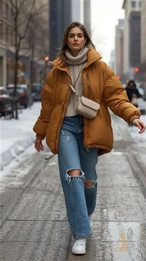 4 Pop Color Puffer Jacket Winter Looks ♡ All AI-generated visuals #AICreated