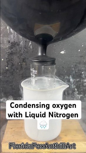 Condensing oxygen with Liquid Nitrogen 🌧️ #science #satisfying #experiment #asmr #LiquidNitrogen