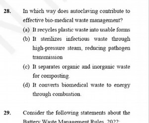 28. In which way does autoclaving contribute to effective bio-m... | Filo