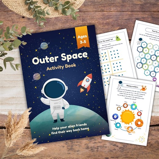 Outer Space Activity Book for Kids 3-5 | Printable Workbook | Preschool Homeschool | Space Mission With Learning & Fun (digital Download) - Etsy