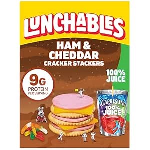 Lunchables Ham & Cheddar with Capri Sun 100% Juice Fruit Punch & Gummy Worms Fun Pack, 2.8 oz & 6 fl oz Package
