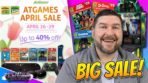 AtGames Big April Sale Discounted AtGames Legends Pinball 4KP Game Packs.