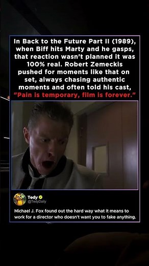 In Back to the Future Part II (1989), Marty's gasp after Biff kicks him in the gut wasn't acting