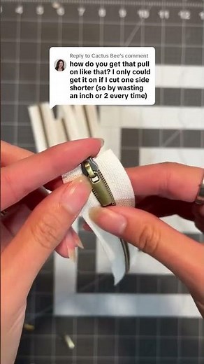 It took me SO long to learn how to attach a zipper pull to zipper tape🙈 #zipper #sewinghacks