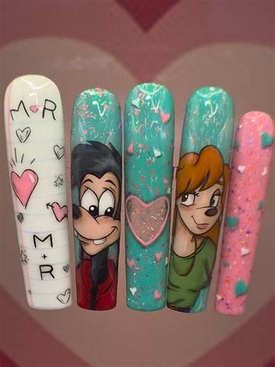 Max & Roxanne. Another love duo. 💕 #Nails #nailart #goofy #valentine #fyp