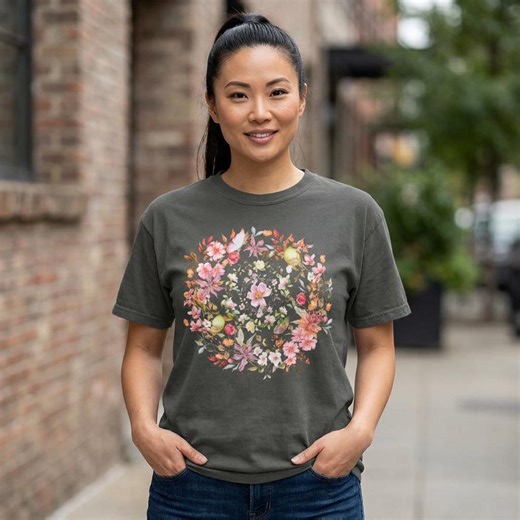 Vintage Pressed Flowers T Shirt, Cottagecore Floral Tee, Boho Flowers Tee, Wildflower Gift - Etsy