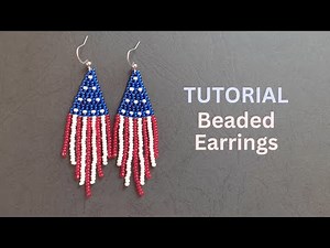 Seed bead earrings in USA style tutorial, handmade beaded fringe earrings tutorial for beginners