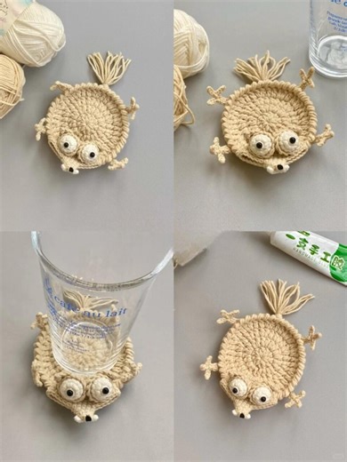 Set of 4 Squirrel Mug Rug Crochet Scrat From Ice Age, the Saber-toothed Squirrel With Pinecone Physical Product, Home Decoration - Etsy