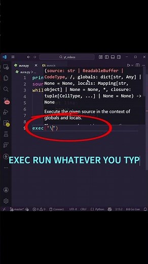 This Python file RUNS any code you type#python #pythontips #codingshorts #programming #auraofcode