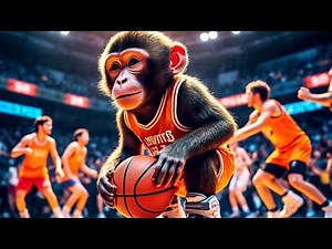 Monkey Funny Video | Monkey Plays Basketball 🐒🏀😂
