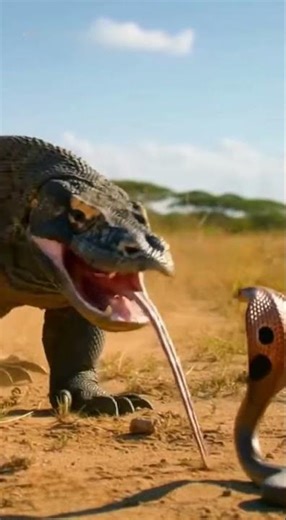 dragón de comodo Vs cobra🐍 #animalessalvajes #animalplanet #mundosalvaje