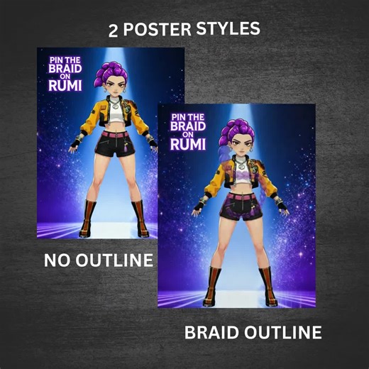 Pin the Braid on Rumi, Pin the Tail, K-pop Printable Party Game, Demon Hunters Party Activity Derpy Tiger - Etsy Australia