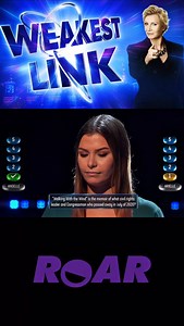 3.3K views · 94 reactions | Think you can outsmart everyone?  The Weakest Link on ROAR weekdays at 4/3c proves brains pay off… or get roasted. Watch contestants scramble, sweat and somehow win big. | Watch Roar | Facebook