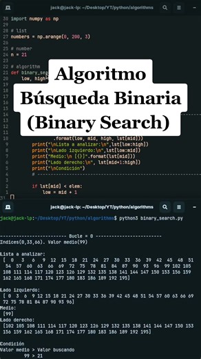 Algoritmo de Búsqueda Binaria/Binary Search #tutorialespañol #algorithm #algoritmo #binarysearch #python #linux #terminal #script #tutorial #explicacion #codigo #programa #programming #programacion #tree