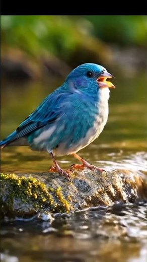 Blue Factor Canary by Flowing Stream 💧 #birds #birdsounds #canary #animals #asmrforest #village