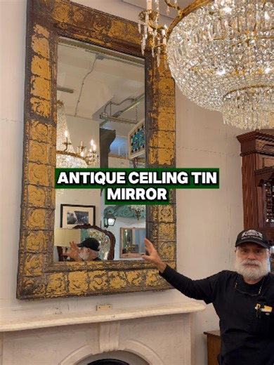 This mirror is huge! The antique tin ceiling forms a gorgeous border with a really unique depth of finish: the metal and paint show years of age and wear! If you are looking for a specific size, let us know, and we can fabricate it for you. 📍 Olde Good Things, 333 W 52nd St, New York, NY 10019 🚛 Shipping available worldwide 📐 48 in. W x 84 in. H x 4 in. D #oldegoodthings #antiquestore #interiordesign #victorian #custommirror