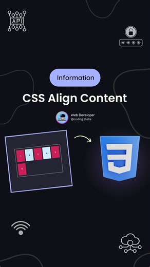 Stella • Coding • HTML • CSS • JAVASCRIPT on Instagram: "CSS Align-content Explained with Animation ☠️🔥 It controls the spacing between rows in a multi-line flex or grid container (works when flex-wrap: wrap or for grid layouts). ✅ It doesn’t affect individual items, only how rows/columns are spaced in the container along the cross axis. 🧑‍💻 Basic Syntax - .container { display: flex; flex-wrap: wrap; align-content: center; } ❤️ Hit the heart icon and show your love to this video 💙 | 📲 Comme