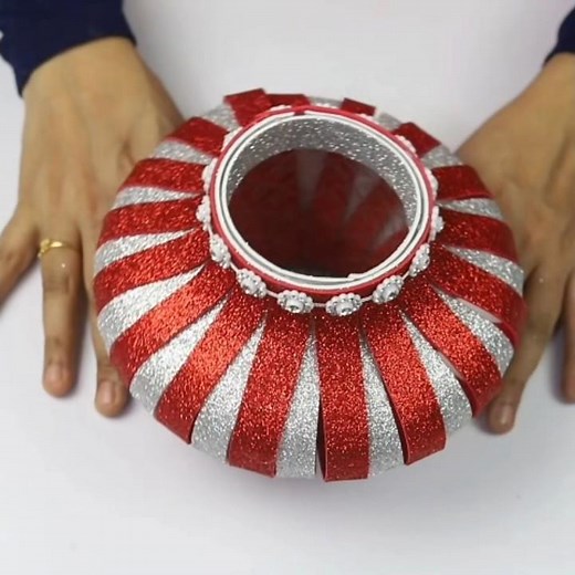 Home Decoration Idea With Glitter Foam Sheet and Plastic Bottle 💐🏺🔥 #diy #flowervase #handmade