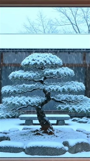 Japandi Courtyard Snowfall | 4K Cinematic Zen Loop | Minimalist Winter Atmosphere