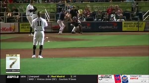 Missed Sportscenter this morning? Bubba Hollins made the SC Top 10 Plays for his ridiculous catch last night! | Pensacola Blue Wahoos