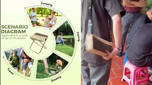 Portable Folding Camping Stool, 2026 New Foldable Backpack Stool for Adults, Folding Sling Bag Stool Portable for Camping Hiking Picnic Fishing Mountaineering and Waiting in Line (Khaki, Large)