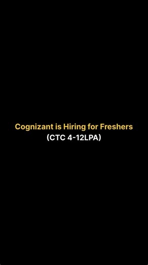 Om Kharche | Full stack developer on Instagram: "Congnizant is Hiring👇 This is best opportunity for freshers ✅ CTC of 4 LPA to 12 LPA ✅ Easy to crack as a fresher ✅ Open to all students - graduate/postgraduate Comment “Yes” for link to apply 🔥 #jobopportunity #internships #cognizant #itjobsupdates #offcampus"